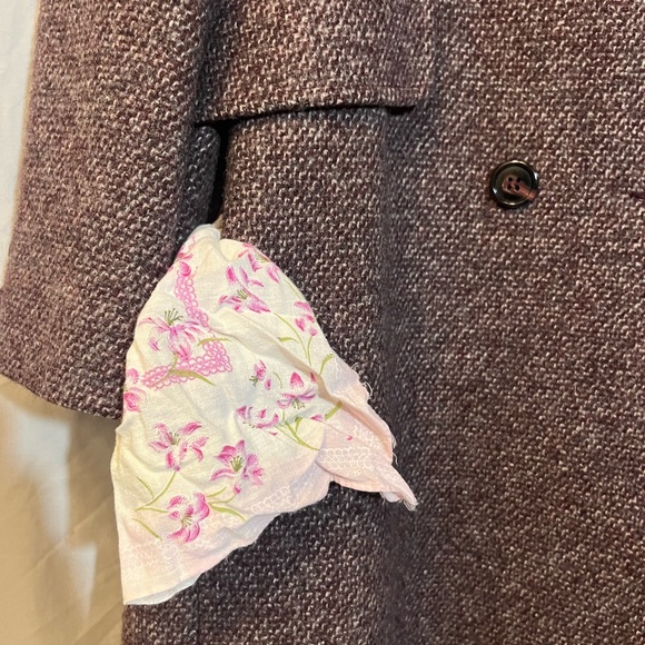 Vintage 1960 Brown 100% Wool Double-Breasted Coat with Vintage Mink Fur Collar - Picture 6 of 12